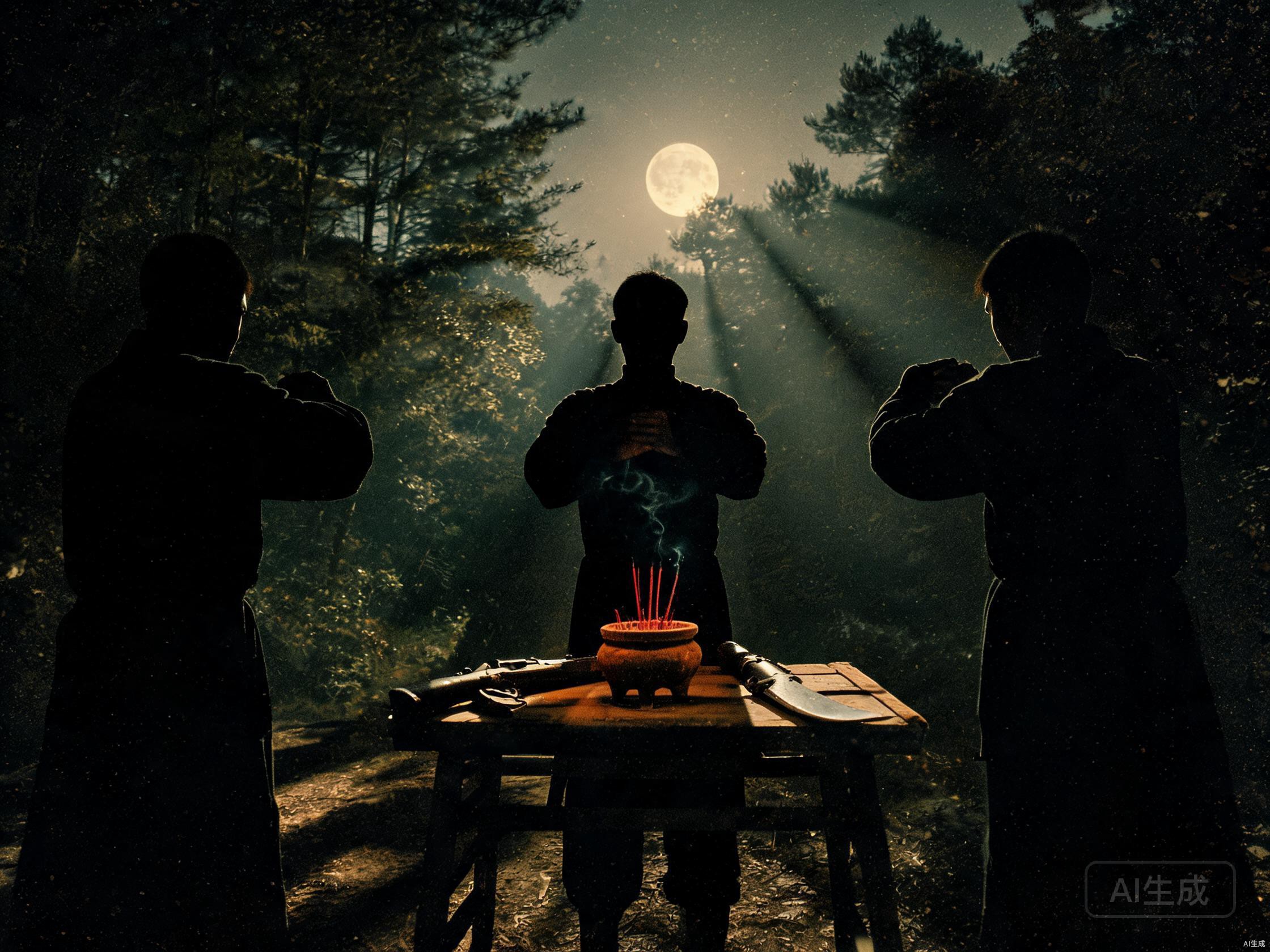月夜山林三人结拜剪影